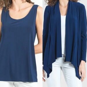 CLARA SUNWOO Tank & Cardigan Set Navy 1X
